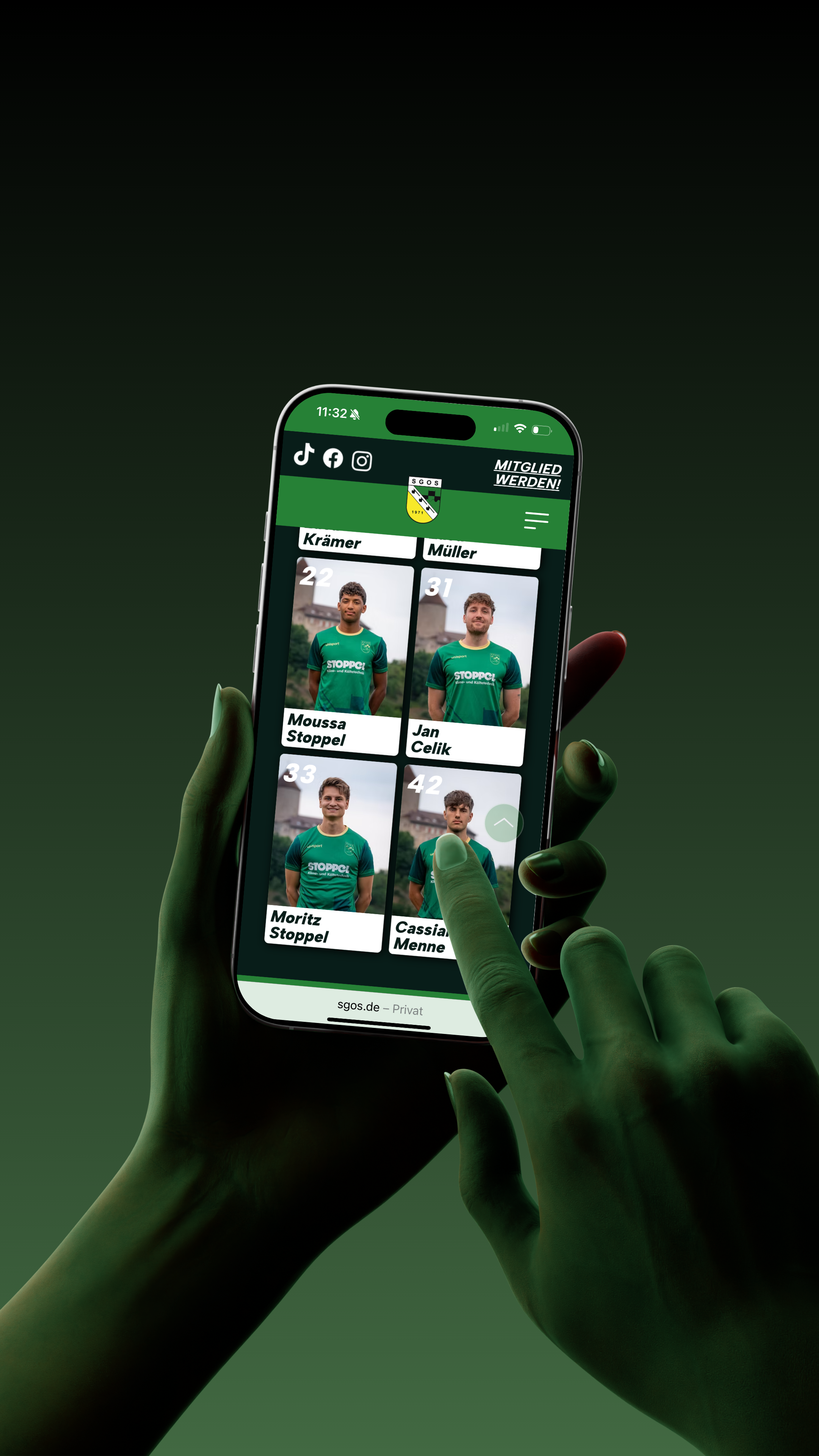 Website SGOS auf dem Smartphone