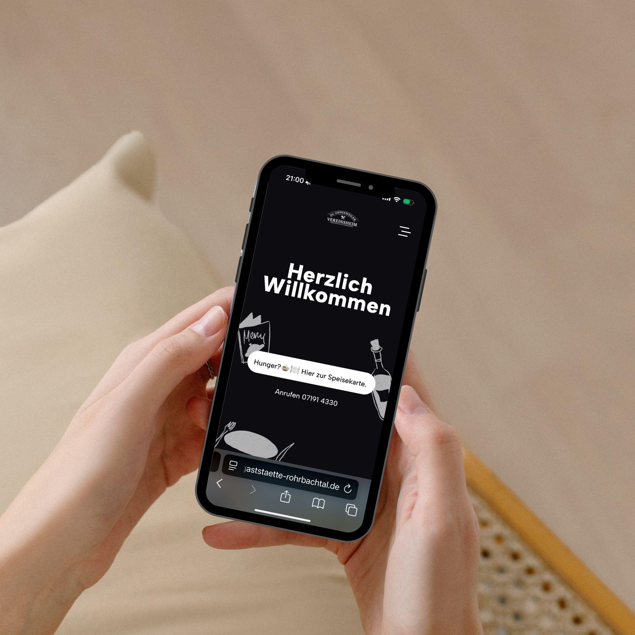 Website Vereinsgaststätte Rohrbachtal auf dem Smartphone